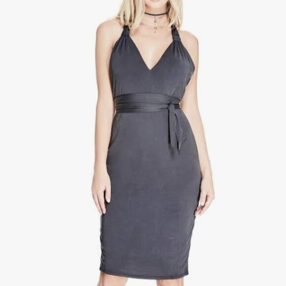 NWT Guess Women’s Large Dark Gray Halter Midi Dress - Picture 1 of 10